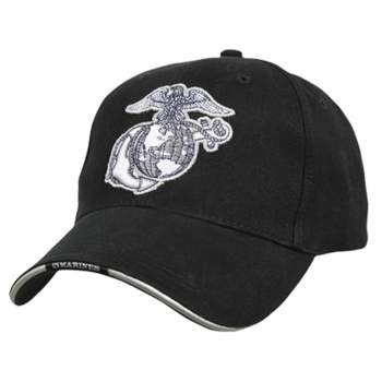 HAT BLACK USMC EGA