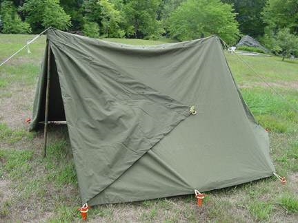 USED G.I. COMPLETE SHELTER HALF - PUP TENT