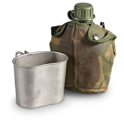 Used Dutch OD Canteen, Cup and Cover Set