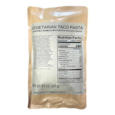 MRE Vegetarian Taco Pasta Main Course