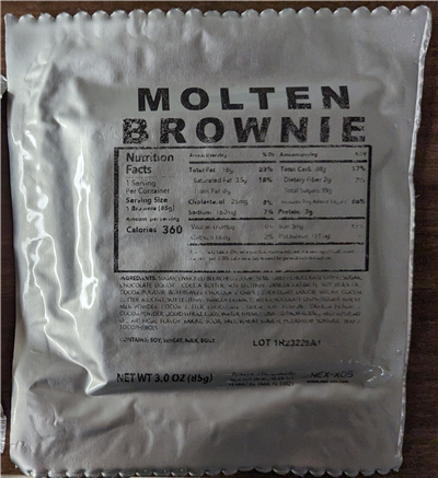 MRE MOLTEN BROWNIE