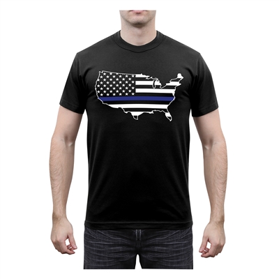 Thin Blue Line America Map T-Shirt