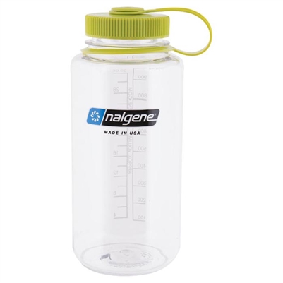 WIDE MOUTH 1QT NALGENE-CLEAR W/GREEN LID