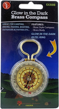 Glow-in-the-Dark Brass Compass