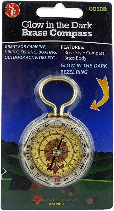 Glow-in-the-Dark Brass Compass