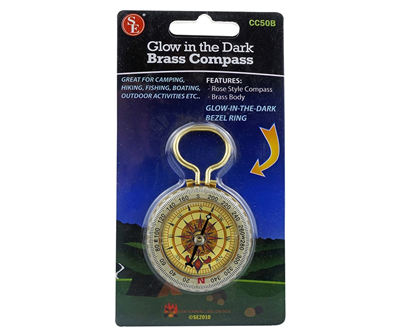 Glow-in-the-Dark Brass Compass