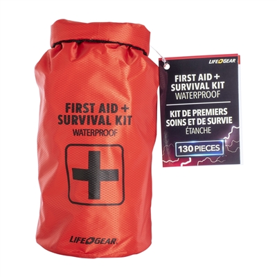 LifeGear 130 Piece Dry Bag First Aid and Survival Kit