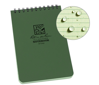 Rite In The Rain All Weather 4'' X 6" Pocket Notebook - Green