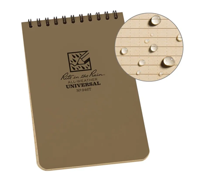 Rite In The Rain All Weather 4'' X 6" Pocket Notebook - Tan