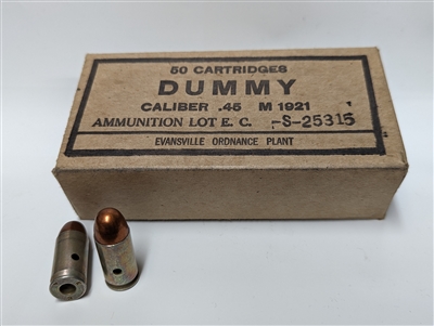 WWII Era .45 Cal Dummy Ammo- 50 Round Box