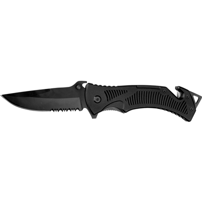 BLACK SERRATED RESCUE KNIFE