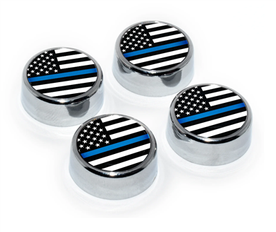 License Plate Screw Caps - Blue Line
