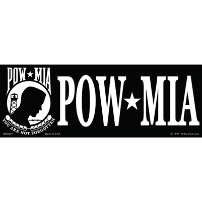 BLACK & WHITE POW MIA BUMPER STICKER