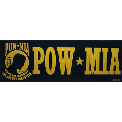 BLACK & GOLD POW MIA BUMPER STICKER