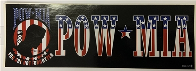 POW MIA FLAG TEXT BUMPER STICKER
