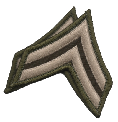 Army Male Dress Chevron AGSU Corporal E-4 (Pair)(Pinks & Greens)