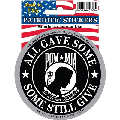 ROUND POW MIA DECAL