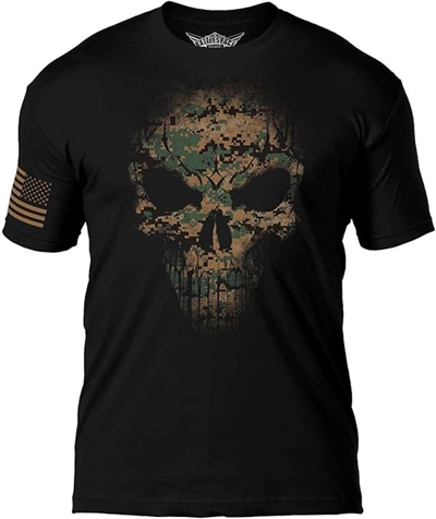 USMC Woodland MARPAT Camouflage Skull Tee
