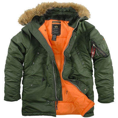 Alpha Slim Fit N-3B Olive Parka