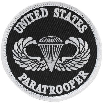 IRON ON ROUND US PARATROOPER PATCH