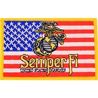 IRON ON USMC SEMPER FI USA FLAG PATCH