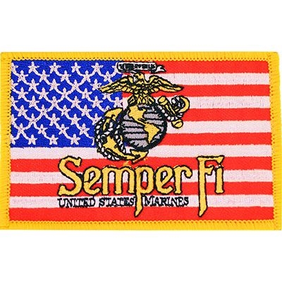IRON ON USMC SEMPER FI USA FLAG PATCH