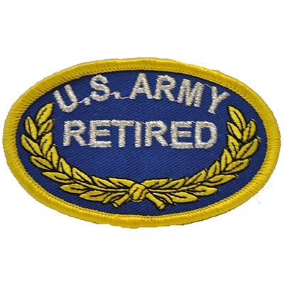 IRON ON OVAL ARMY RETIRED PATCH