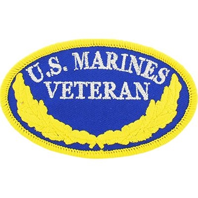 IRON ON US MARINES VETERAN OVAL PATCH