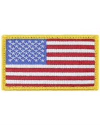 IRON ON AMERICAN FLAG GOLD BORDER PATCH
