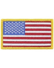 IRON ON AMERICAN FLAG GOLD BORDER PATCH