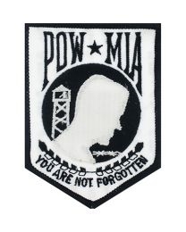 IRON ON WHITE POW MIA PATCH