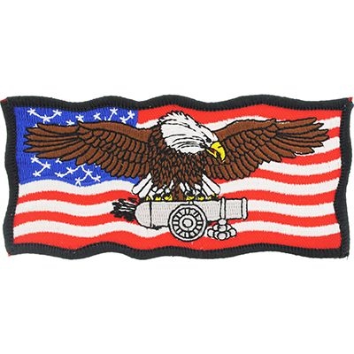 IRON ON EAGLE ON CANNON FLAG PATCH