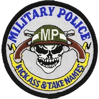 IRON ON MILITARY POLICE SKULL PATCH