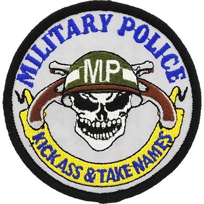 IRON ON MILITARY POLICE SKULL PATCH