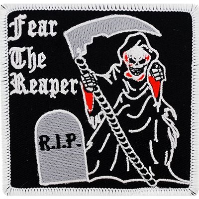 IRON ON FEAR THE REAPER BLACK PATCH