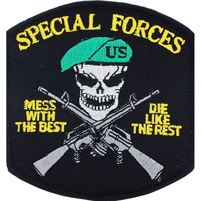 IRON ON MESS W/THE BEST SPECIAL FORCES PATCH