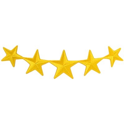 IRON ON 5 GOLD STARS PATCH