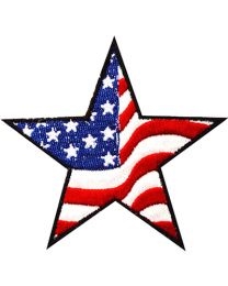 IRON ON AMERICAN FLAG STAR PATCH