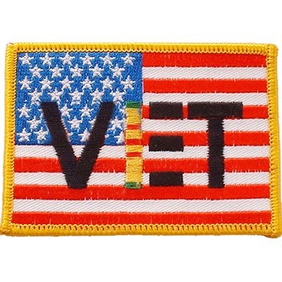 IRON ON USA FLAG VIETNAM VET PATCH
