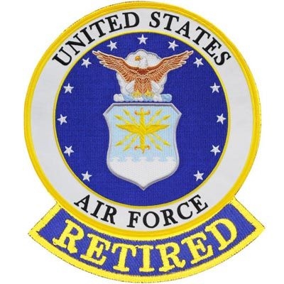 IRON ON USAF RETIRED EMBLEM PATCH