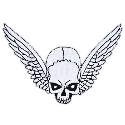 IRON ON SKULL AND WINGS PATCH