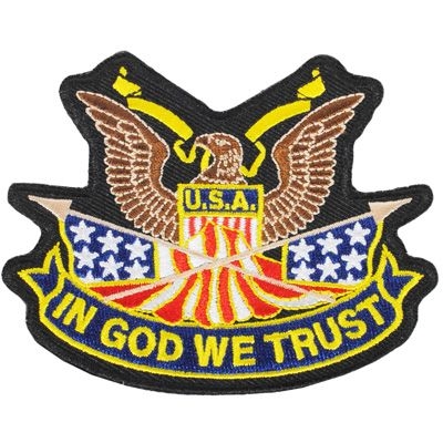 IRON ON EAGLE IN GOD WE TRUST PATCH