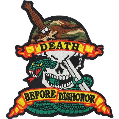 IRON ON DEATH BEFORE DISHONOR SNAKE PATCH