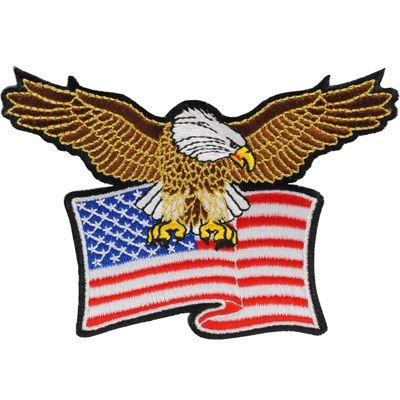IRON ON USA EAGLE W/FLAG PATCH