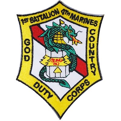 IRON ON  USMC 1st BAT 4th MARINES  DIV PATCH