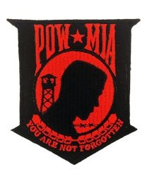 IRON ON BLACK/RED POW MIA PATCH