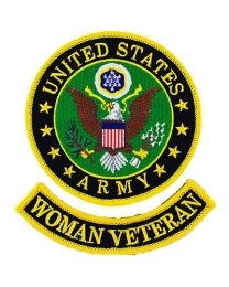 IRON ON 2pc ARMY WOMAN VETEREAN PATCH