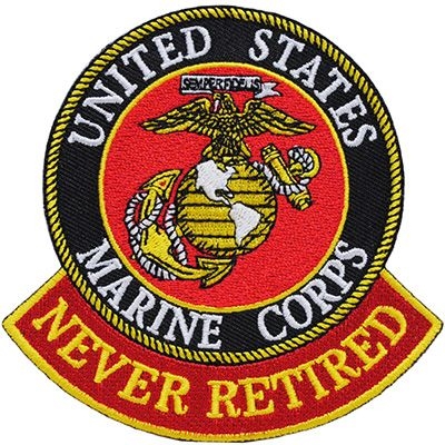 IRON ON USMC NEVER RETIRED PATCH