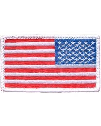 IRON ON AMERICAN FLAG REVERSE WHITE BORDER PATCH