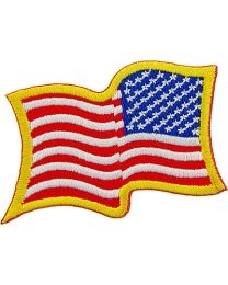 IRON ON  WAVY AMERICAN FLAG REVERSE PATCH